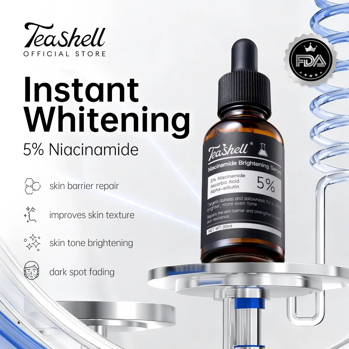 【JMCY × Teashell】Whitening Serum 5% Niacinamide🌿|Reduces Dark Spots, Brightens Skin,  Suitable for Sensitive Skin-918