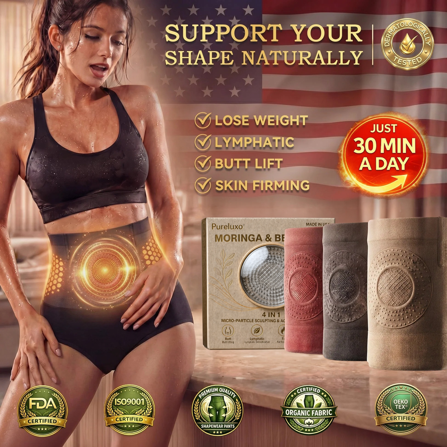 4-in-1 Sculpting Shorts | Micro-Particle Support · Smoother Contour · Unisex Fit-A