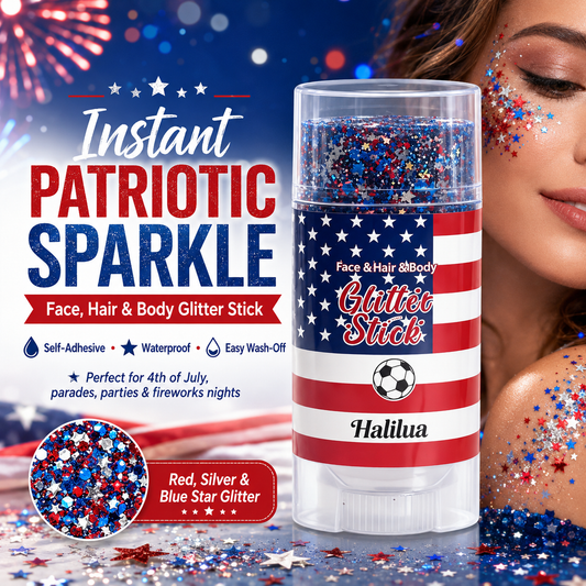 Patriotic Glitter Stick-Red, White & Blue Sparkle For Face, Hair & Body-A