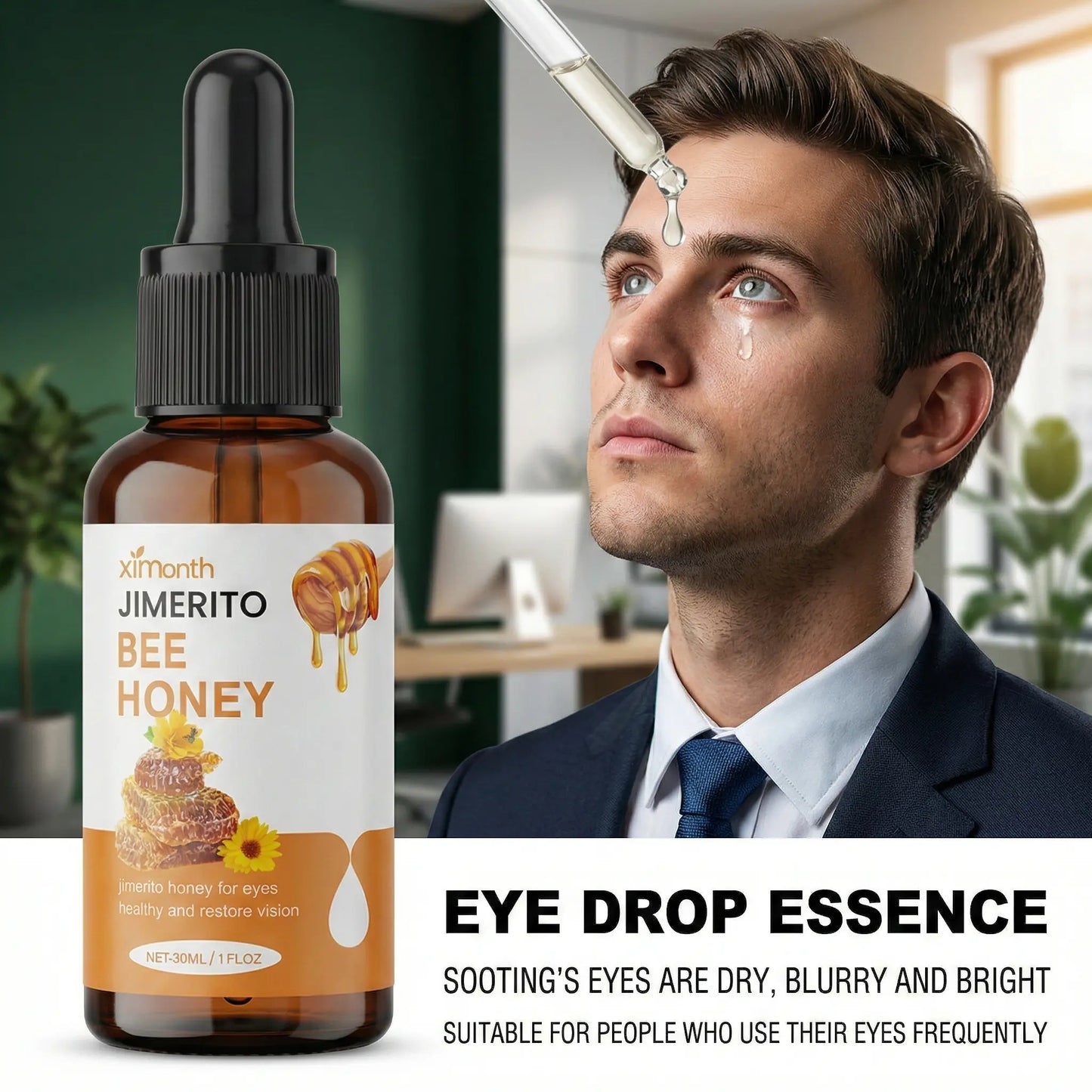 【FallFreshness】Ximonth Jimerito Honey For Eyes, Refreshing, Moisturizing And Soothing Eye Drops For Dry And Astringent Eyes-A