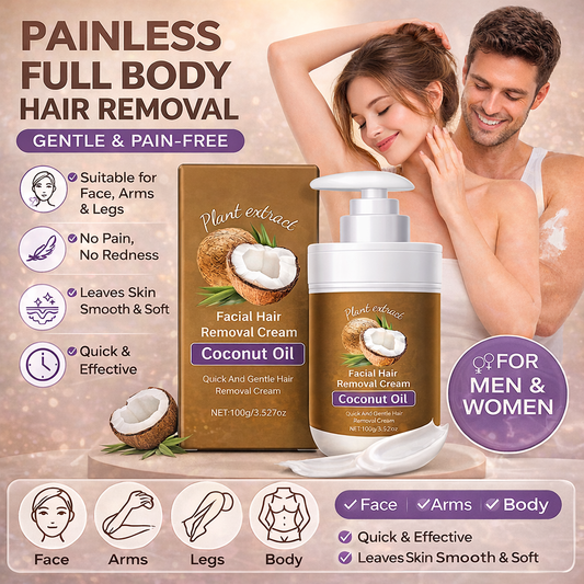 Coconut Depilatory Cream| Fast, Easy Hair Removal for Smooth, Soft-Feeling Skin-A
