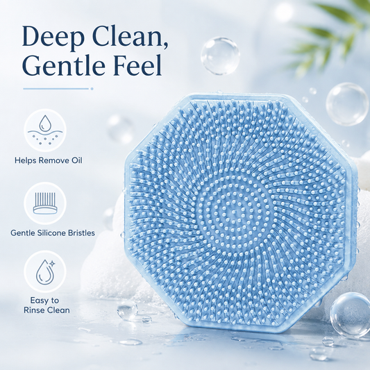 Antimicrobial Silicone Face Scrubber ‖Gentle Exfoliating Facial Cleansing Brush for Sensitive Skin-A