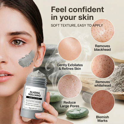 Alaska Volcano Pore Clay Stick |Clogged Pores? Fix Them in 10 Minutes.-A