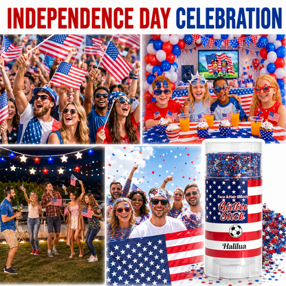 Patriotic Glitter Stick-Red, White & Blue Sparkle For Face, Hair & Body-A